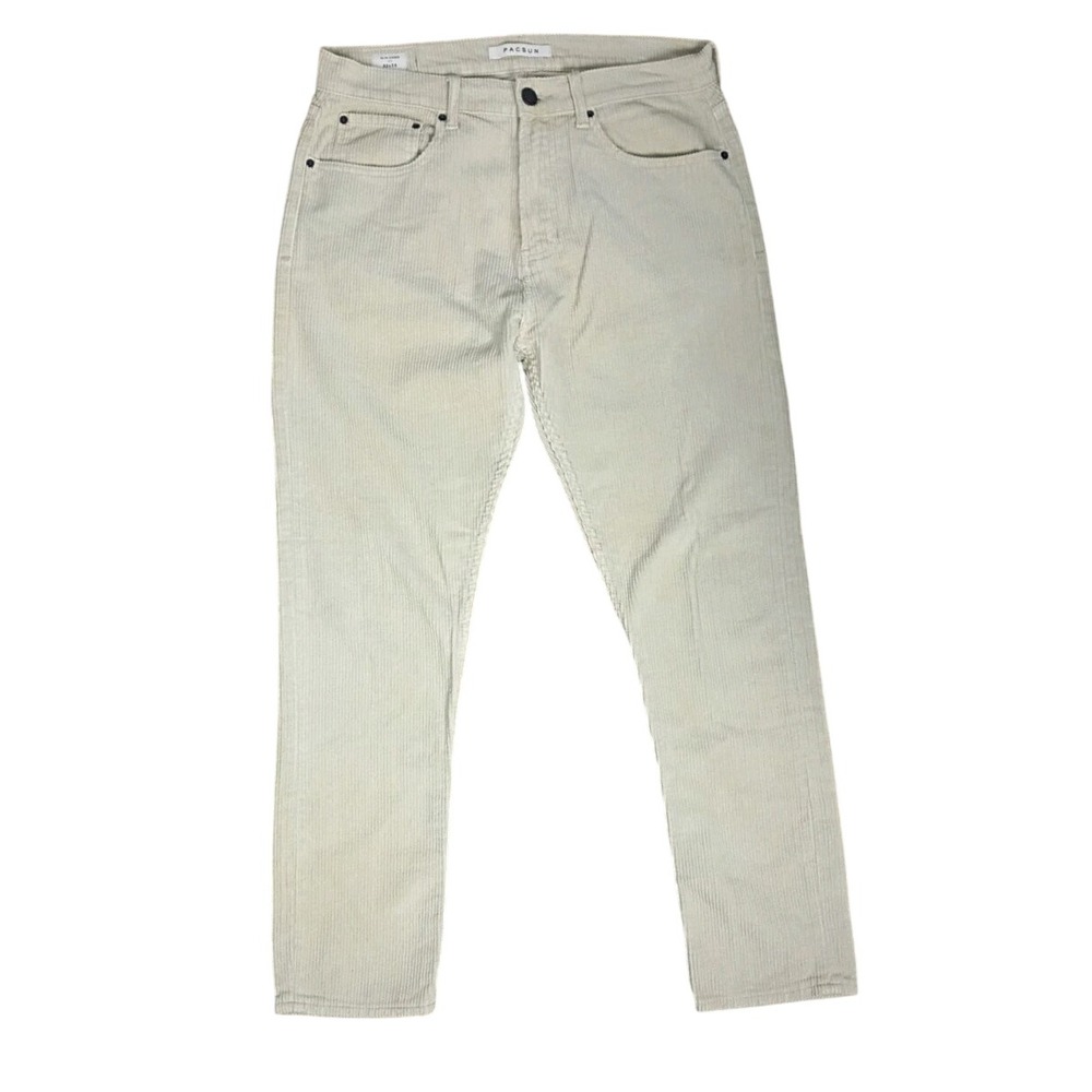PacSun Mens Corduroy Pants Size 32x30 Beige Cotton Slim Taper